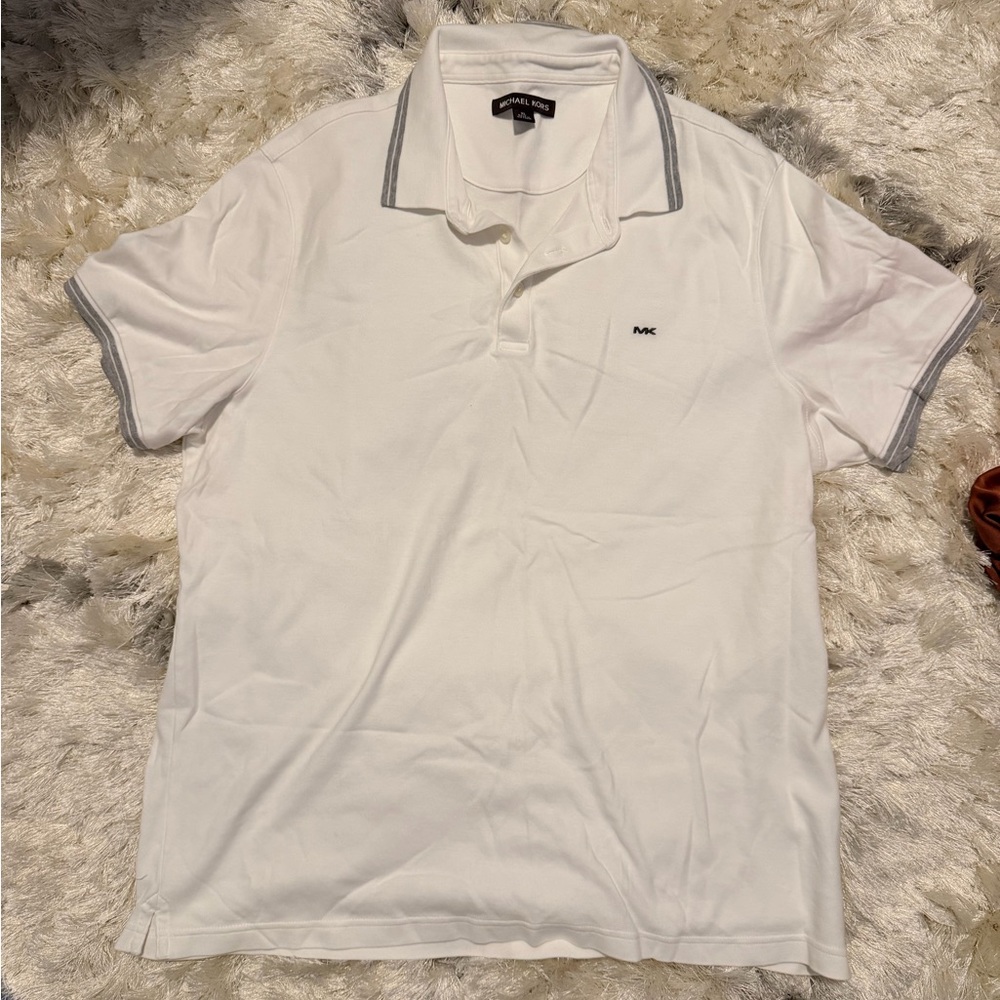 Michael Kors Classic White Polo with Gray Details